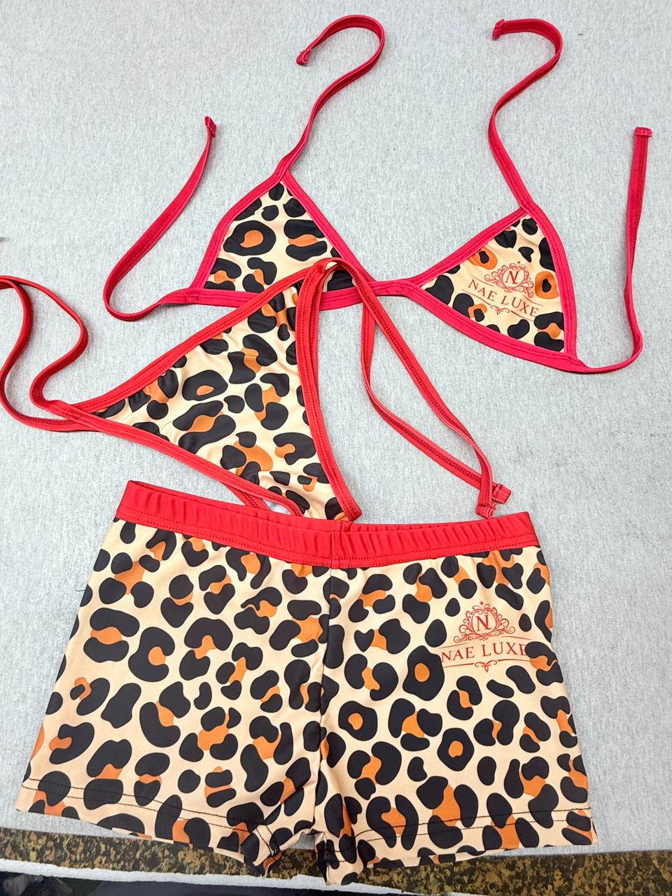 3 Piece Cheetah Bathing Suit